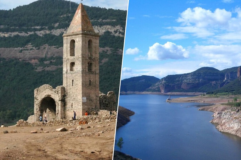 Hace 60 años hundieron una iglesia de mil años en un embalse de Barcelona. Solo la sequía la ha devuelto a la superficie
