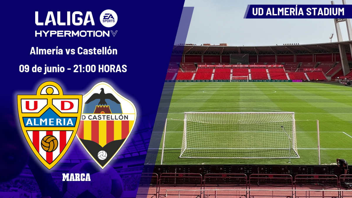 Almería - Castellón: a qué hora es, canal de TV y dónde ver hoy en directo el partido de ascenso a LaLiga