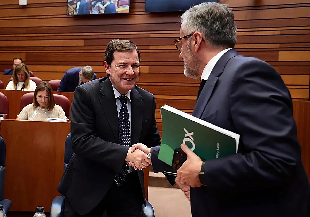 La investidura de Mañueco sale adelante con los 47 procuradores del PP y Vox, frente a los 35 de la oposición